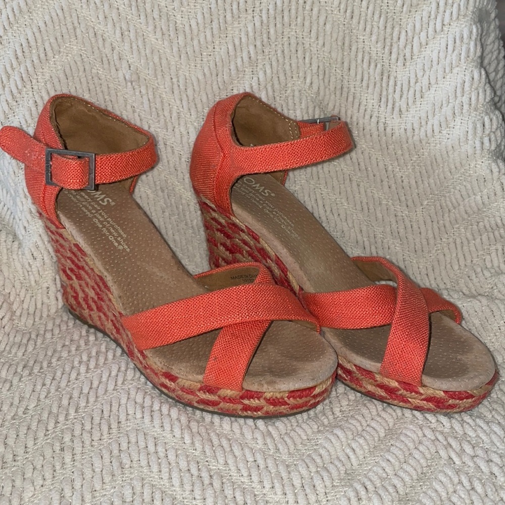 TOMS Orange Wedge Sandals